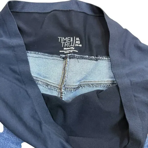 Time & Tru women's maternity Jeans size XL, distressed raw hem medium wash #4121 - Picture 6 of 9